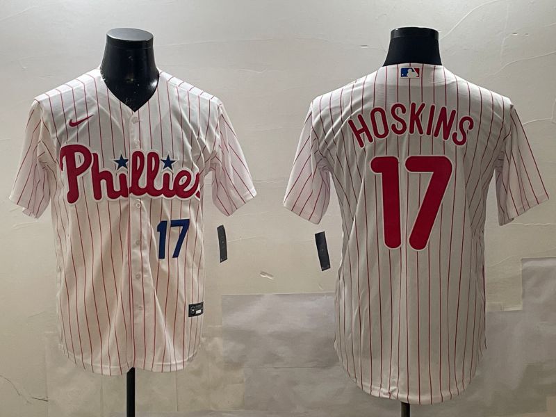 Men Philadelphia Phillies #17 Hoskins White stripe Game 2025 Nike MLB Jersey style 2->philadelphia phillies->MLB Jersey